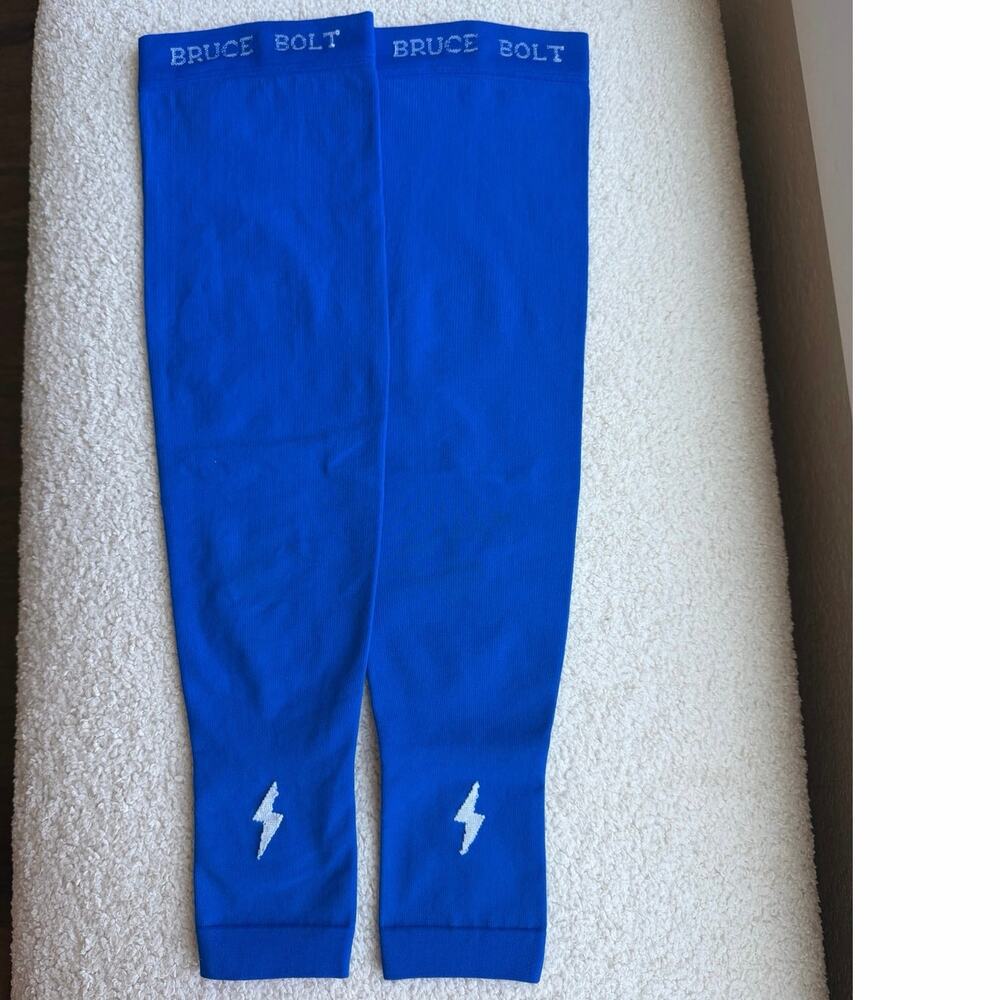 BRUCE BOLT Xtra Long Compression Leg Sleeves Royal Blue Sz YOUTH